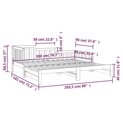 vidaXL Tagesbett Ausziehbar Weiß 2x(90x200) cm Massivholz Kiefer