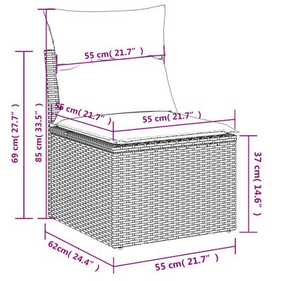 vidaXL 7-tlg. Garten-Sofagarnitur mit Kissen Grau Poly Rattan