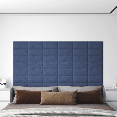 vidaXL Wandpaneele 12 Stk. Blau 30x15 cm Stoff 0,54 m²