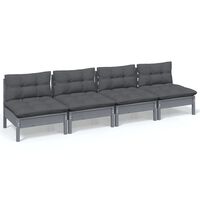 vidaXL 4-Sitzer-Gartensofa mit Anthrazit Kissen Kiefer Massivholz