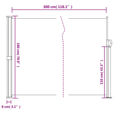 vidaXL Seitenmarkise Ausziehbar Beige 180x300 cm