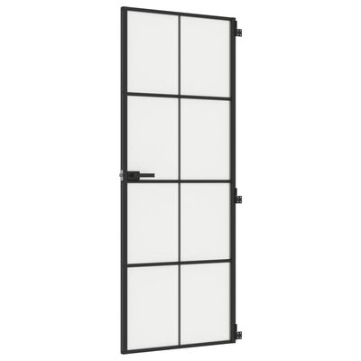 vidaXL Innentür Schlank Schwarz 76x201,5 cm Hartglas und Aluminium