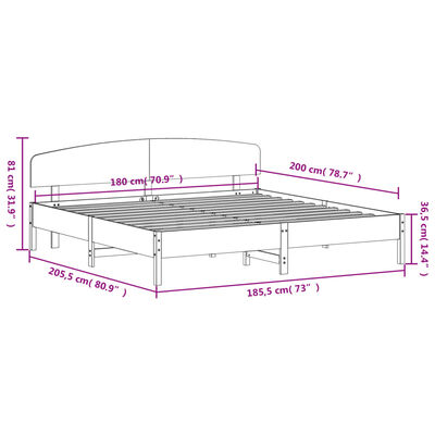 vidaXL Massivholzbett ohne Matratze Weiß 180x200 cm Kiefernholz