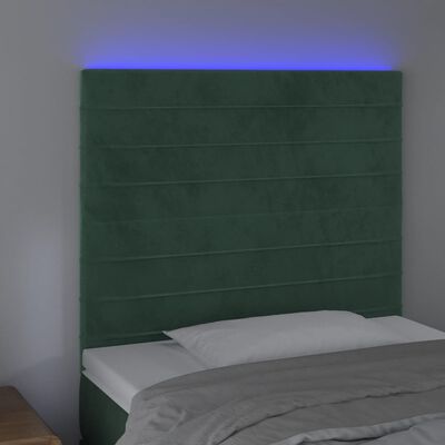 vidaXL LED Kopfteil Dunkelgrün 100x5x118/128 cm Samt