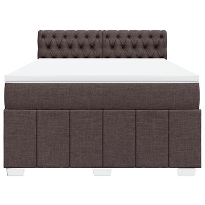 vidaXL Boxspringbett mit Matratze Dunkelbraun 140x200 cm Stoff