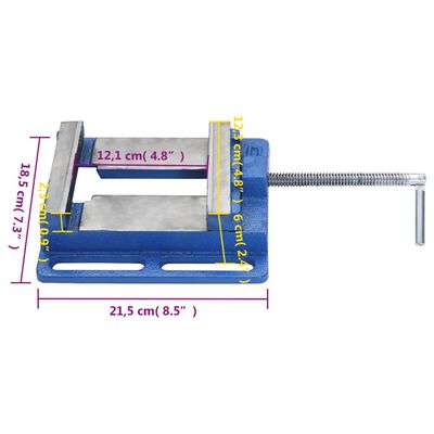 vidaXL Maschinenschraubstock Blau 121 mm Gusseisen