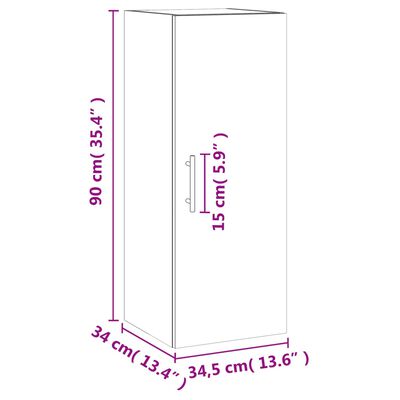 vidaXL Wandschrank Weiß 34,5x34x90 cm