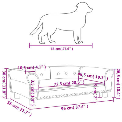 vidaXL Hundebett Creme 95x55x30 cm Kunstleder