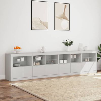 vidaXL Sideboard mit LED-Leuchten Weiß 283x37x67 cm