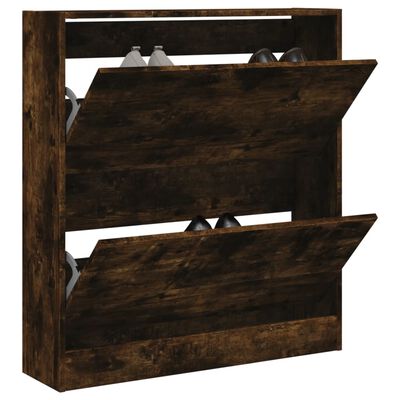 vidaXL Schuhschrank Räuchereiche 80x21x87,5 cm Holzwerkstoff