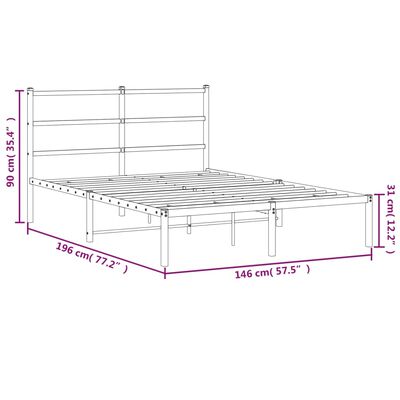 vidaXL Bettgestell mit Kopfteil Metall Weiß 140x190 cm