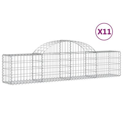 vidaXL Gabionen mit Hochbogen 11 Stk. 200x30x40/60 cm Verzinktes Eisen