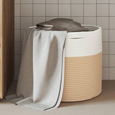 vidaXL Aufbewahrungskorb Beige und Weiß Ø40x35 cm Baumwolle