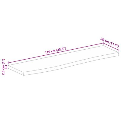 vidaXL Tischplatte mit Baumkante 110x30x2,5 cm Massivholz Mango