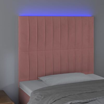 vidaXL LED Kopfteil Rosa 100x5x118/128 cm Samt