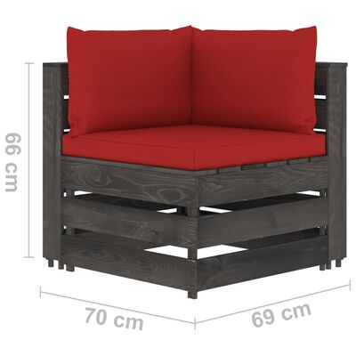 vidaXL 5-tlg. Garten-Lounge-Set mit Kissen Grau Imprägniertes Holz