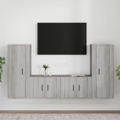 vidaXL 4-tlg. TV-Schrank-Set Grau Sonoma Holzwerkstoff