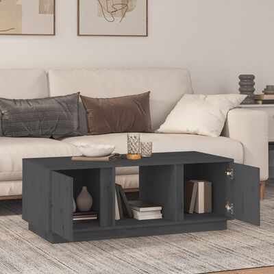 vidaXL Couchtisch Grau 110x50x40 cm Massivholz Kiefer