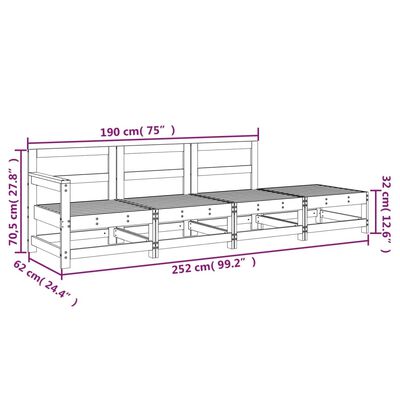 vidaXL 4-tlg. Garten-Lounge-Set Grau Massivholz Kiefer