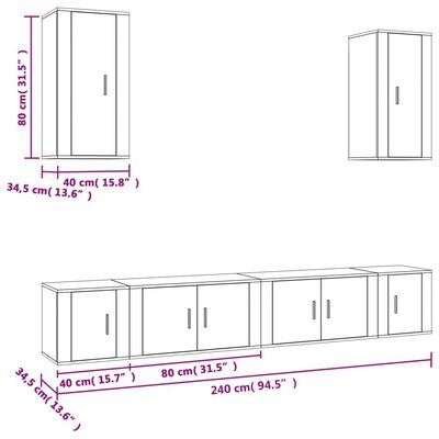 vidaXL 6-tlg. TV-Schrank-Set Weiß Holzwerkstoff