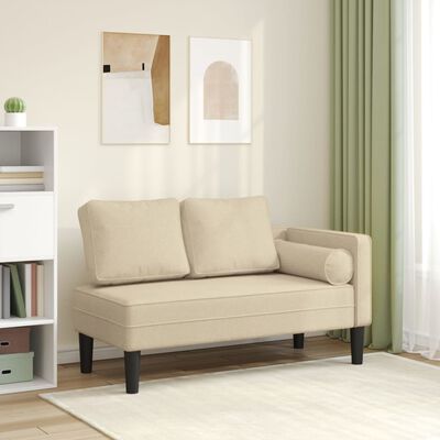 vidaXL Chaiselongue mit Kissen Creme Stoff