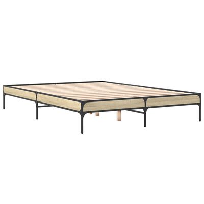 vidaXL Bettgestell Sonoma-Eiche 140x200 cm Holzwerkstoff und Metall