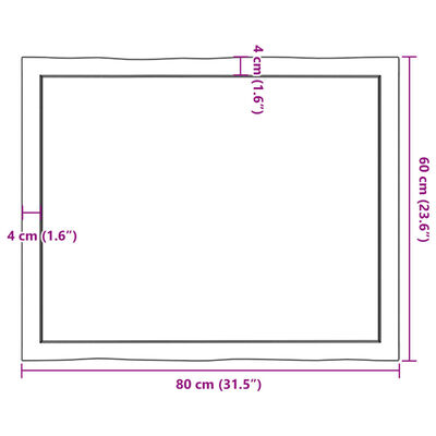 vidaXL Tischplatte 80x60x(2-4) cm Massivholz Behandelt Baumkante