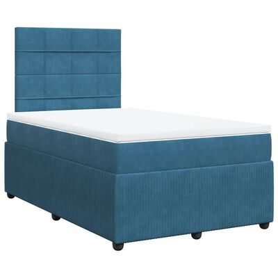 vidaXL Boxspringbett mit Matratze Blau 120x190 cm Samt