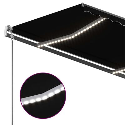 vidaXL Markise Manuell Einziehbar mit LED 450x300 cm Anthrazit