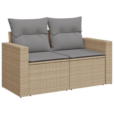 vidaXL 5-tlg. Garten-Sofagarnitur mit Kissen Beige Poly Rattan