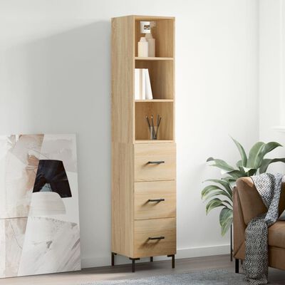 vidaXL Highboard Sonoma-Eiche 34,5x34x180 cm Holzwerkstoff