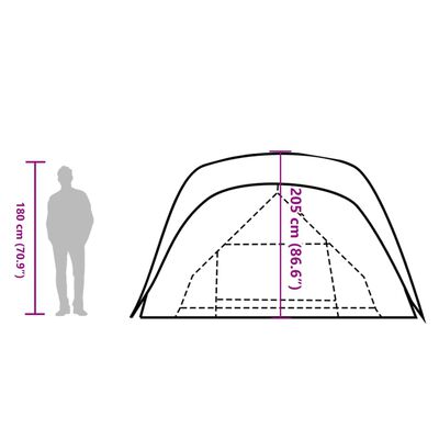 vidaXL Familienzelt mit Vorzelt 6 Personen Grau und Orange Wasserdicht