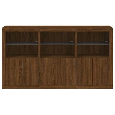 vidaXL Sideboard mit LED-Leuchten Braun Eichen-Optik 181,5x37x100 cm