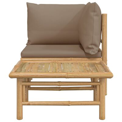 vidaXL 2-tlg. Garten-Lounge-Set mit Taupe Kissen Bambus