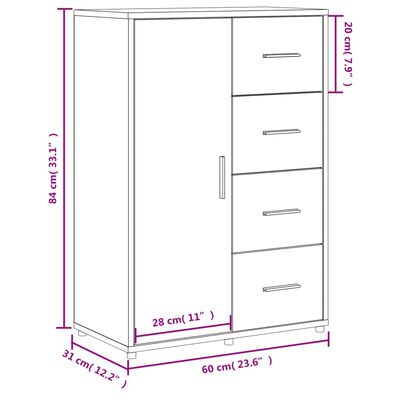 vidaXL Sideboard Sonoma-Eiche 60x31x84 cm Holzwerkstoff