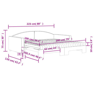 vidaXL Tagesbett Ausziehbar mit Matratzen Schwarz 100x200 cm Stoff