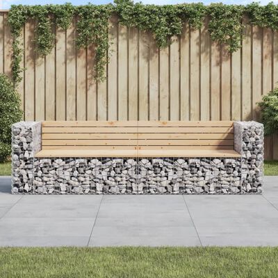 vidaXL Gartenbank aus Gabionen 244x71x65,5 cm Massivholz Kiefer