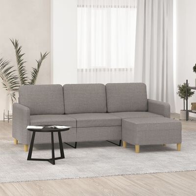 vidaXL 3-Sitzer-Sofa mit Hocker Taupe 180 cm Stoff