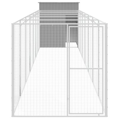 vidaXL Hundehütte mit Auslauf Hellgrau 165x863x181 cm Verzinkter Stahl