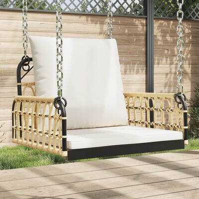 vidaXL Hängestuhl mit Kissen 63x58x39 cm Poly Rattan und Stahl