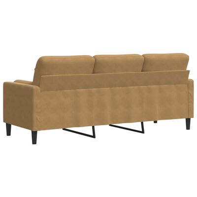 vidaXL 3-Sitzer-Sofa mit Zierkissen Braun 180 cm Samt