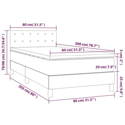 vidaXL Boxspringbett mit Matratze & LED Taupe 80x200 cm Stoff