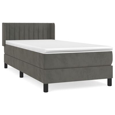 vidaXL Boxspringbett mit Matratze Dunkelgrau 80x200 cm Samt