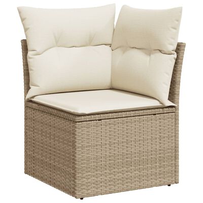 vidaXL 7-tlg. Garten-Sofagarnitur mit Kissen Beige Poly Rattan