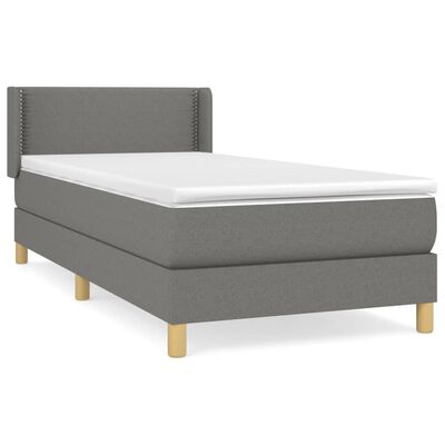 vidaXL Boxspringbett mit Matratze Dunkelgrau 90x200 cm Stoff