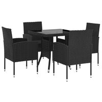 vidaXL 5-tlg. Garten-Essgruppe Poly Rattan Schwarz