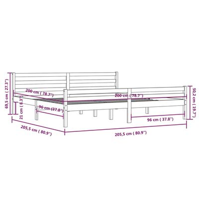 vidaXL Massivholzbett Honigbraun 200x200 cm