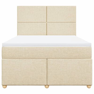 vidaXL Boxspringbett mit Matratze Creme 160x200 cm Stoff