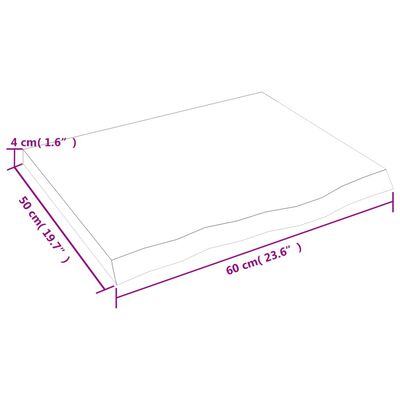 vidaXL Waschtischplatte Dunkelbraun 60x50x(2-4)cm Massivholz Behandelt