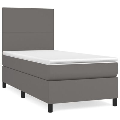 vidaXL Boxspringbett mit Matratze Grau 80x200 cm Kunstleder